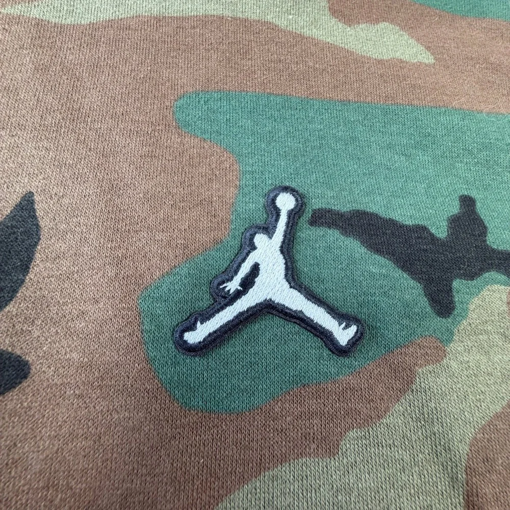 Jordan Kids Medium 10-12 Camo‎ Pullover Hoodie Green Brown Jumpman Logo Fleece